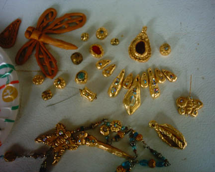 bunches of gold beads