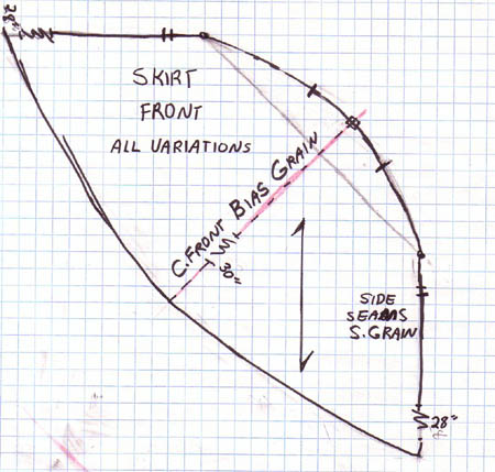 skirt front pattern piece